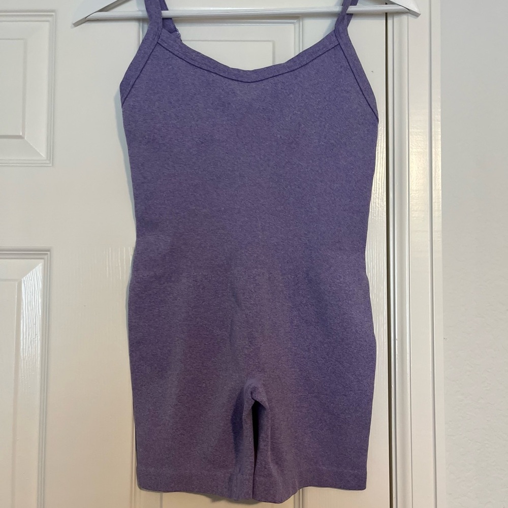 Purple Sleeveless Athleisure Romper